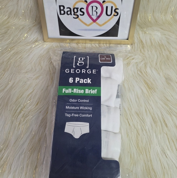MENS GEORGE FULL RISE BRIEFS 6 PACK WHITE SIZE SMALL 28 -30 NEW IN PACK - Picture 1 of 4